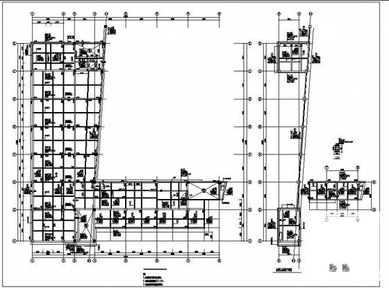 6层大学研究生院扩建框架结构设计CAD图纸(基础平面图) - 1