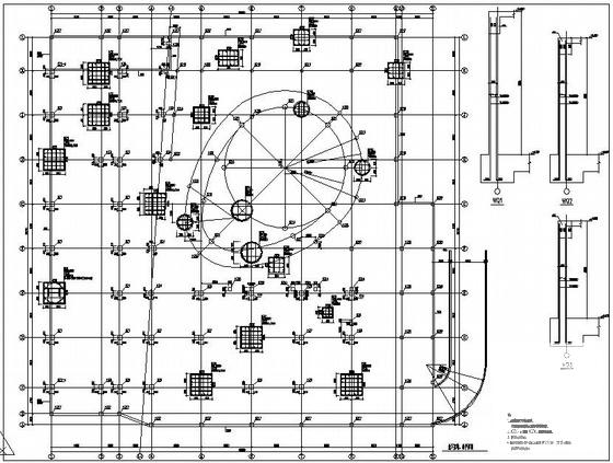 6层大学研究生院扩建框架结构设计CAD图纸(基础平面图) - 2