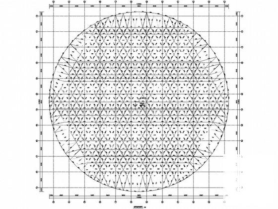 103米跨球壳网架结构体育馆结构设计CAD施工图纸(平面布置图) - 2