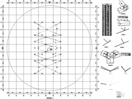103米跨球壳网架结构体育馆结构设计CAD施工图纸(平面布置图) - 3
