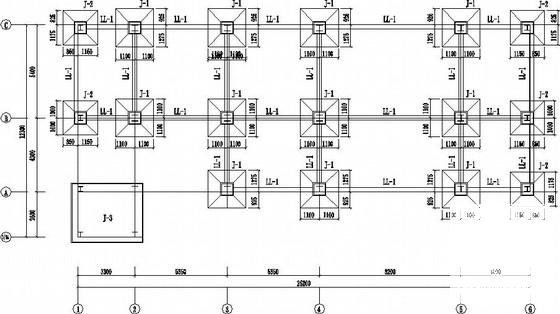 6层钢框架结构办公楼结构设计CAD施工图纸(平面布置图) - 2