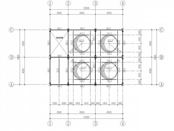 5层独立基础钢框架中间仓结构CAD施工图纸（7度抗震）(平面布置图) - 3