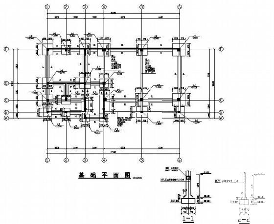 上两层框架中学食堂建筑施工CAD图纸(结构平面图) - 3