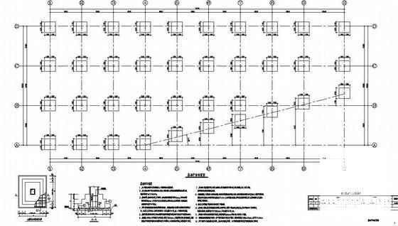 两层独立基础钢框架厂房结构CAD施工图纸（7度抗震）(平面布置图) - 1