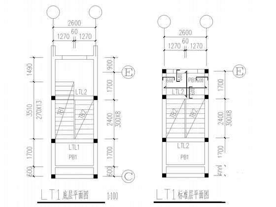 6层条形基础砌体结构住宅楼结构CAD施工图纸(平面布置图) - 4