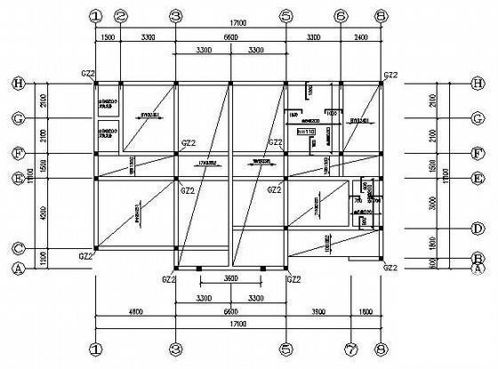 3层条形基础砖混别墅建筑结构CAD施工图纸（建筑图纸） - 2