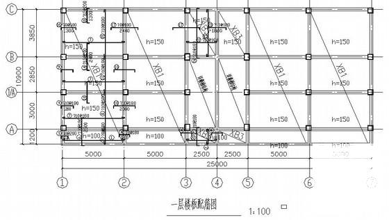 4层条形基础框架别墅结构设计CAD施工图纸 - 1