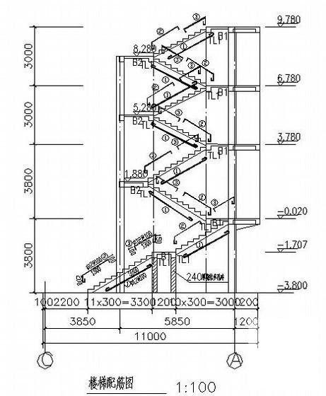 4层条形基础框架别墅结构设计CAD施工图纸 - 3
