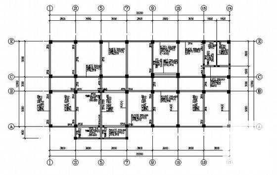 两层条形基础框架结构宿舍楼结构CAD施工图纸（6度抗震）(平面布置图) - 1