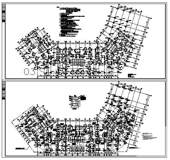 17层框剪住宅楼结构设计方案CAD图纸(平面布置图) - 1