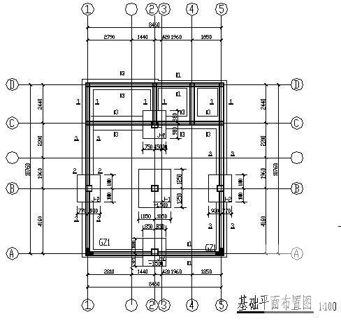 3层条形基础框架结构别墅结构设计CAD施工图纸 - 1
