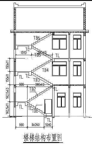 3层条形基础框架结构别墅结构设计CAD施工图纸 - 2
