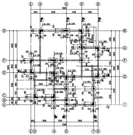 两层钢筋混凝土框架结构别墅结构CAD施工图纸（桩基础） - 1