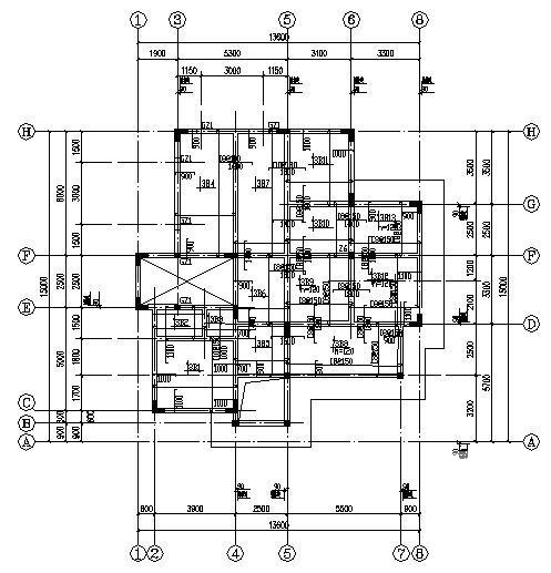 两层钢筋混凝土框架结构别墅结构CAD施工图纸（桩基础） - 2