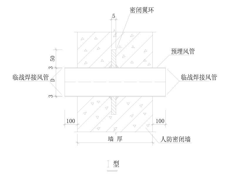 战时风管穿密闭墙大样图