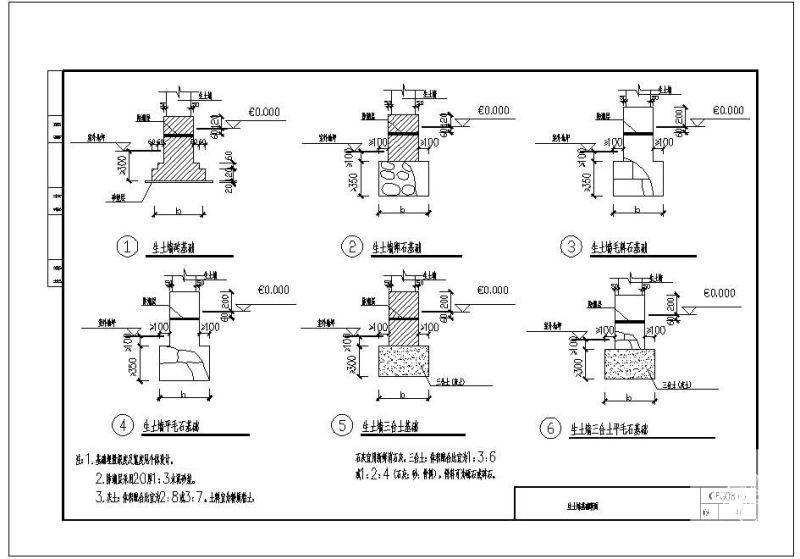 08G08生土墙基础断面节点构造详图纸 - 1