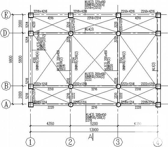 3层条形基础框架老年活动中心结构CAD施工图纸（8度抗震）(平面布置图) - 1