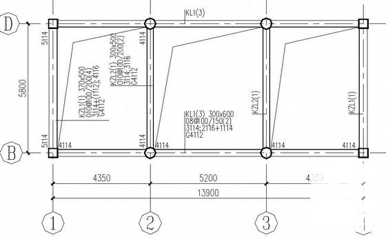3层条形基础框架老年活动中心结构CAD施工图纸（8度抗震）(平面布置图) - 2