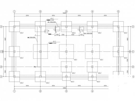 地下1层地上1层框架结构商住楼结构设计CAD施工图纸（独立基础）(平面布置图) - 2
