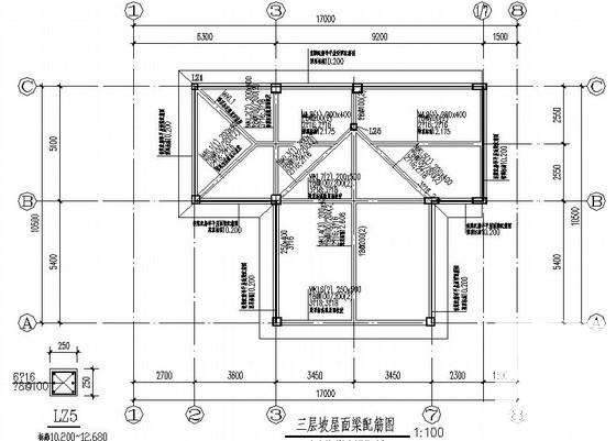 两套3层框架独立别墅结构设计方案CAD图纸(柱平法施工图) - 3