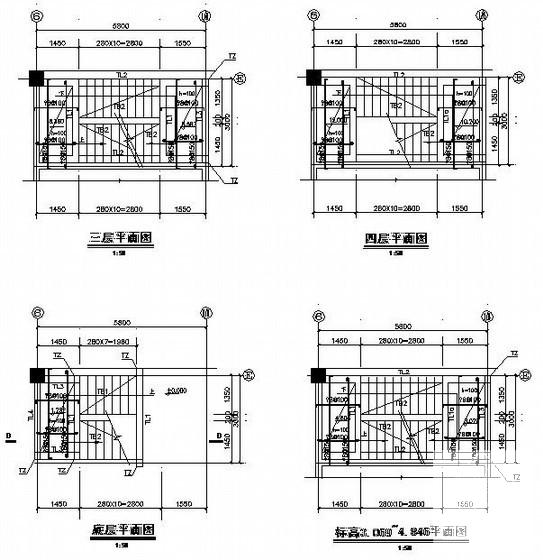 4层小学配套用房框架结构设计方案CAD图纸(平面布置图) - 4