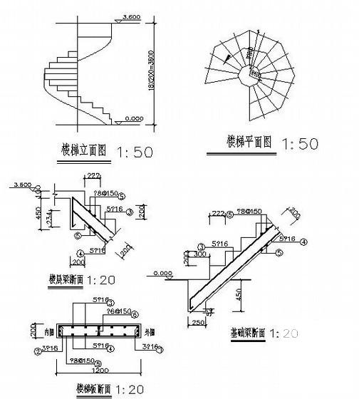 3层框架结构别墅结构设计CAD施工图纸 - 4