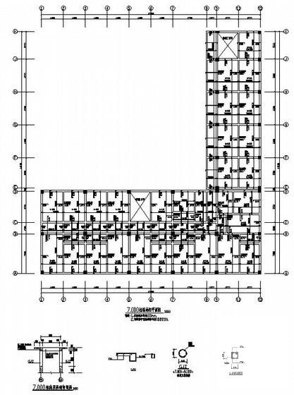 4层框架办公楼建筑结构设计图纸(平面布置图) - 2