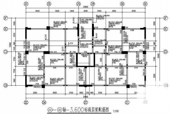框架抗震墙商住楼结构CAD施工图纸(平面布置图) - 1