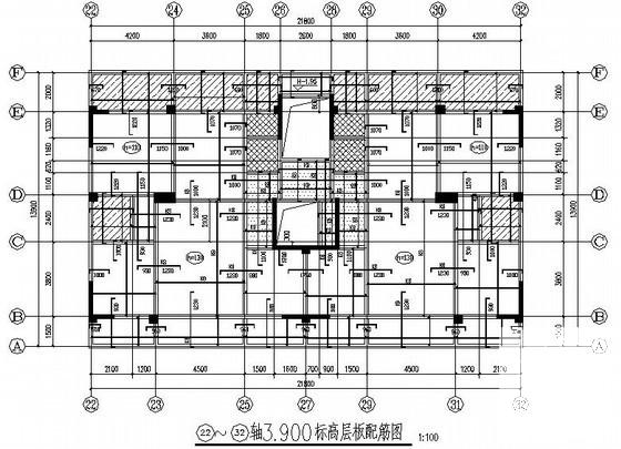 框架抗震墙商住楼结构CAD施工图纸(平面布置图) - 3