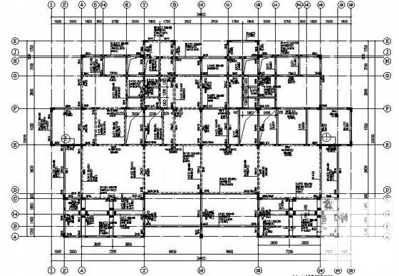 框架结构五联排别墅结构CAD施工图纸(2012新) - 2