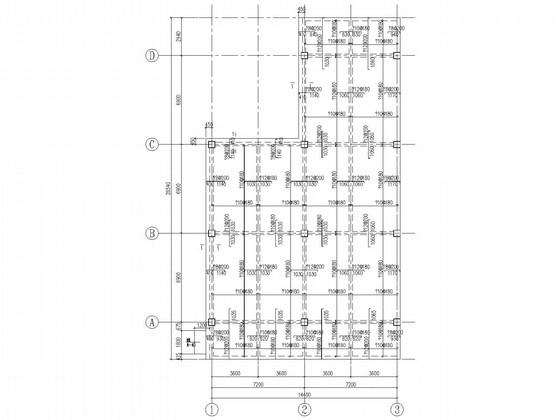 独立基础单层框架井口等候室结构CAD施工图纸（7度抗震）(梁板配筋图) - 1