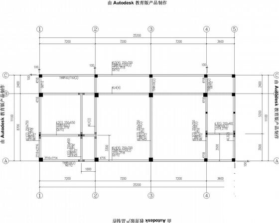 独立基础希望小学两层框架教学楼结构CAD施工图纸（7度抗震）(梁平法配筋图) - 2