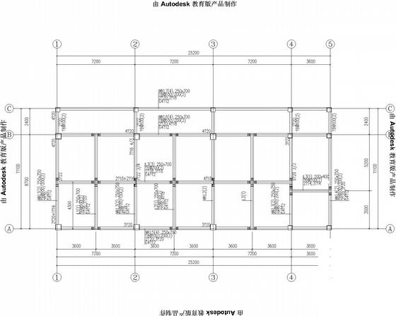 独立基础希望小学两层框架教学楼结构CAD施工图纸（7度抗震）(梁平法配筋图) - 5