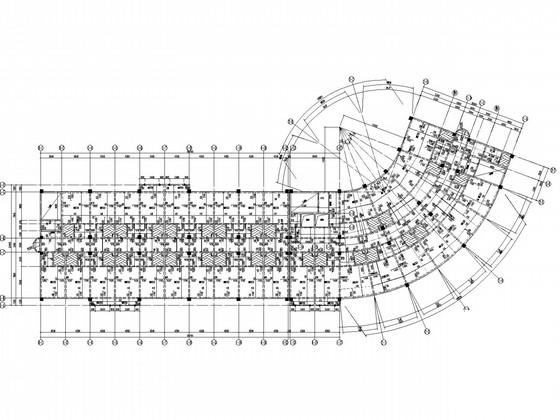 弧形框架结构办公楼结构设计CAD施工图纸(梁配筋图) - 2