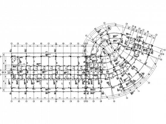 弧形框架结构办公楼结构设计CAD施工图纸(梁配筋图) - 3