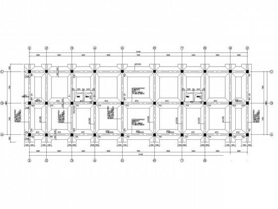 柱下独基，5层框架结构办公楼结构设计CAD施工图纸(平面布置图) - 2