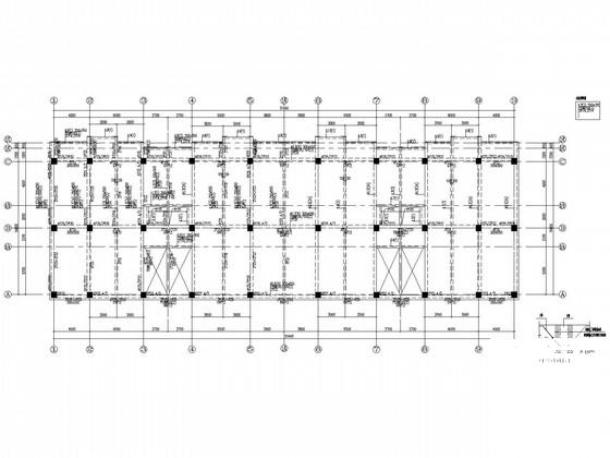 柱下独基，5层框架结构办公楼结构设计CAD施工图纸(平面布置图) - 4