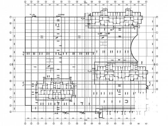 无次梁地下车库框架结构CAD施工图纸(基础平面图) - 1