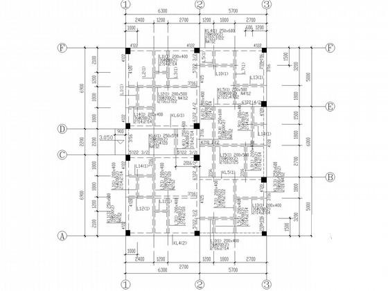 5层框架结构私人住宅楼结构设计CAD施工图纸(基础平面图) - 1