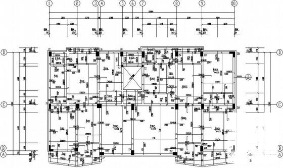 10层私人住宅楼框架结构CAD施工图纸(基础平面图) - 1