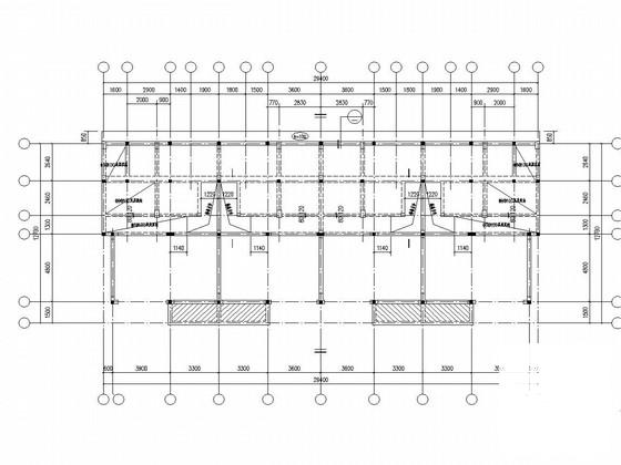 四户联排3层框架别墅结构CAD施工图纸（桩基础）(平面布置图) - 1