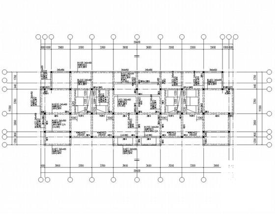 四户联排3层框架别墅结构CAD施工图纸（桩基础）(平面布置图) - 2