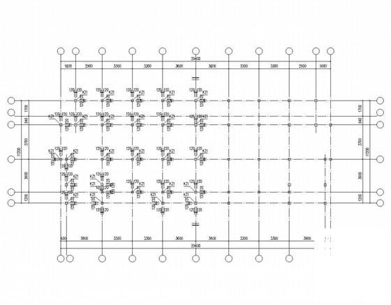 四户联排3层框架别墅结构CAD施工图纸（桩基础）(平面布置图) - 3