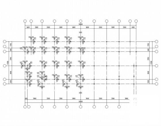 四户联排3层框架别墅结构CAD施工图纸（桩基础）(平面布置图) - 3