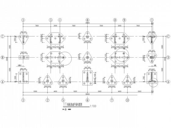 4层独立基础框架宿舍楼结构设计CAD施工图纸（7度抗震）(平面布置图) - 3
