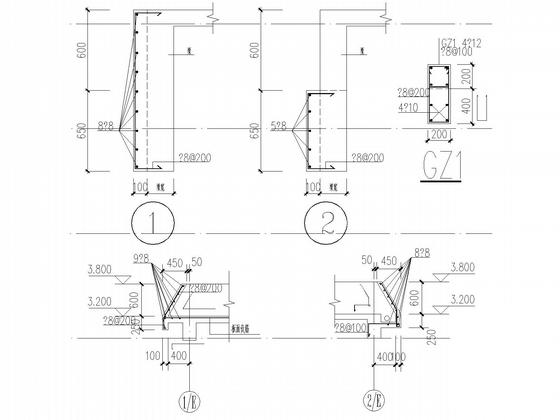 4层独立基础框架宿舍楼结构设计CAD施工图纸（7度抗震）(平面布置图) - 4