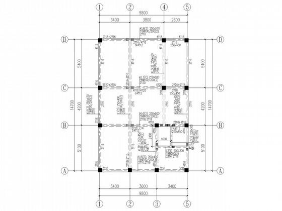 4层独立基础框架商住楼结构CAD施工图纸（7度抗震） - 1