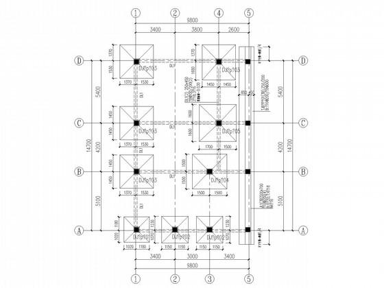 4层独立基础框架商住楼结构CAD施工图纸（7度抗震） - 3