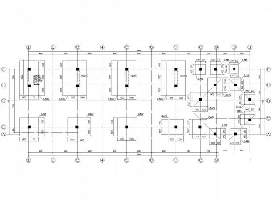 两层框架结构社区服务用房结构设计CAD施工图纸（独立基础） - 2