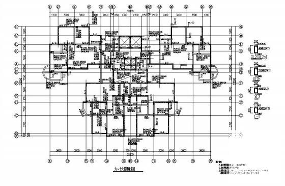 33层剪力墙住宅结构设计CAD图纸(1号楼)(梁配筋图) - 3